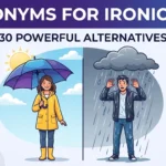 synonyms for Ironically