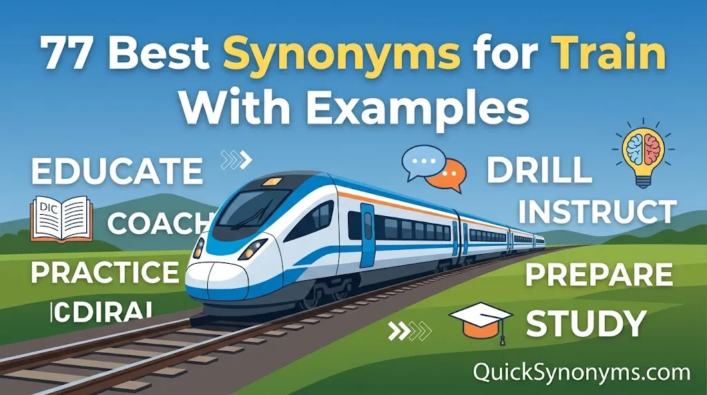 77 best synonyms for Train with examples